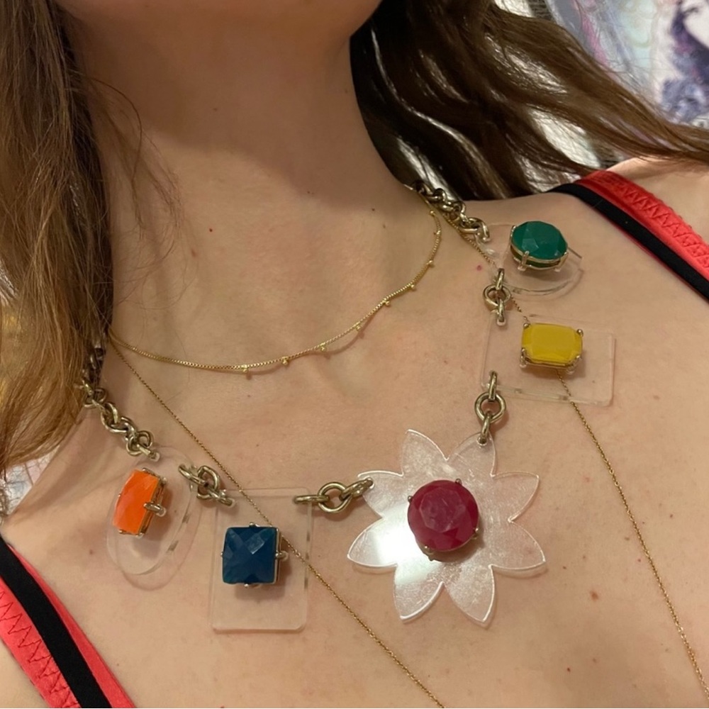 Very cool vintage clear lucite multiple pendant necklace - Picture 2 of 8
